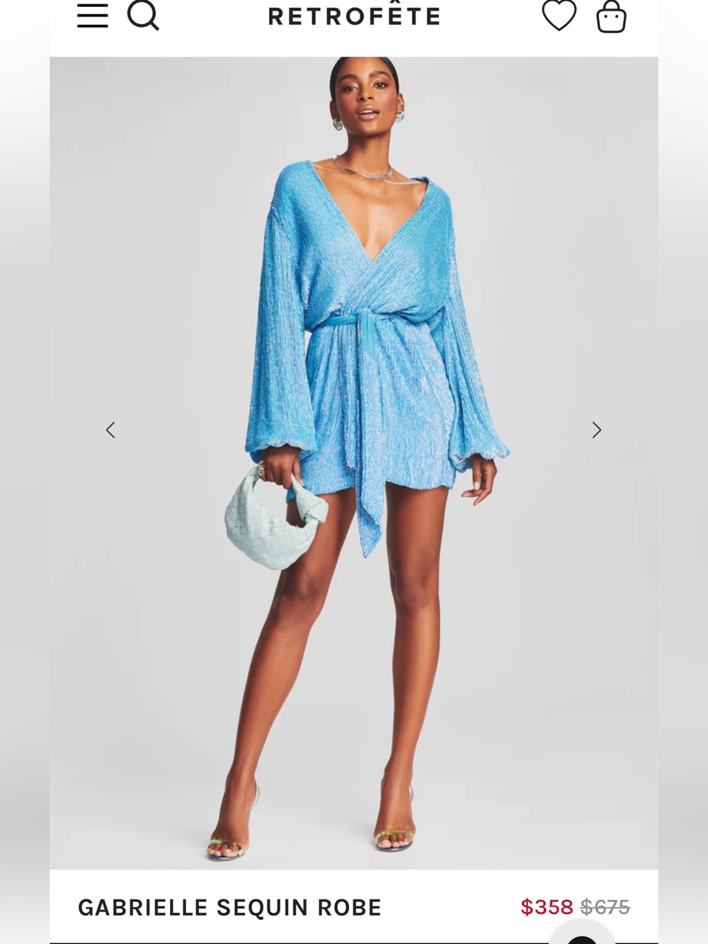 Retrofete Gabrielle Sequin Robe in Sky Blue